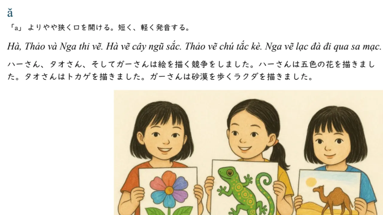 母音レッスンの教材の一部