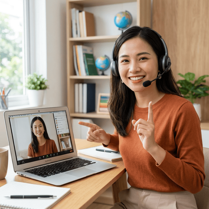 ネイティブ講師がリアルタイムで発音を修正している様子