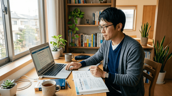 ベトナム語学習に取り組む日本人男性