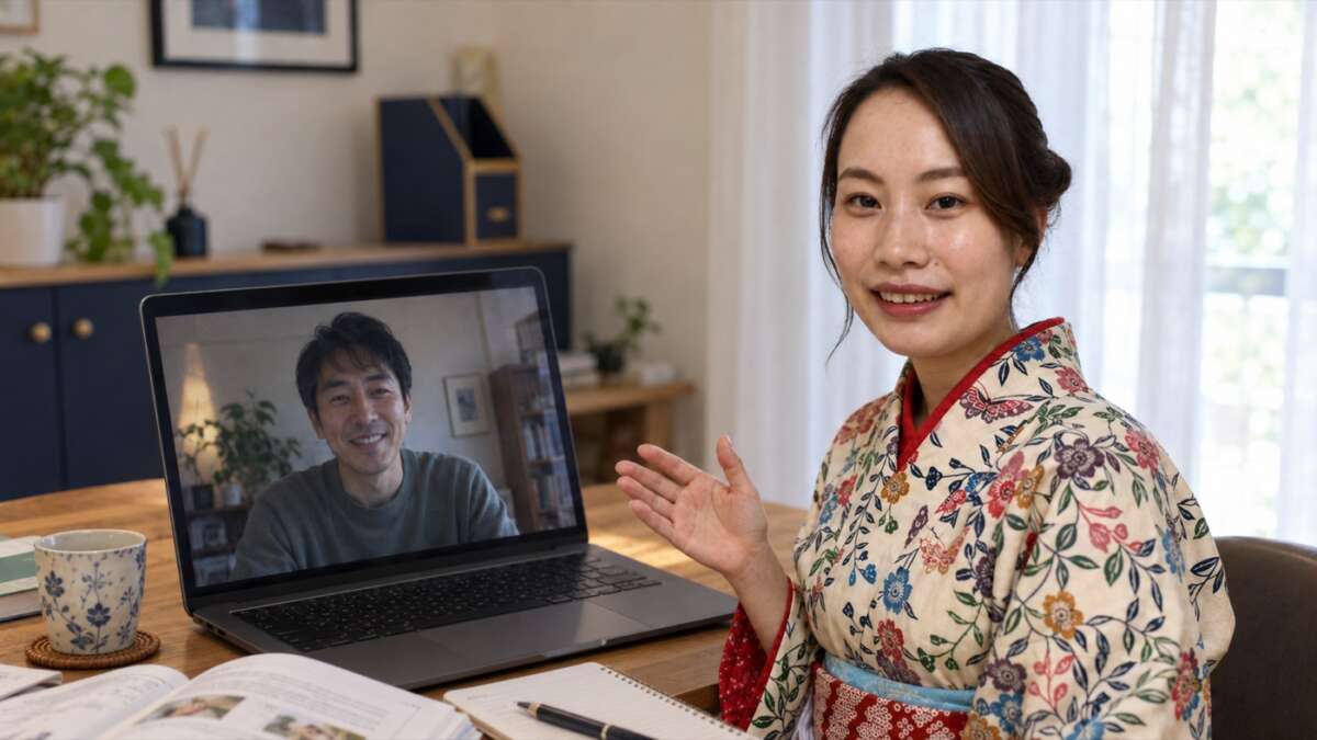 ロアンがオンラインで受講生にレッスンする様子